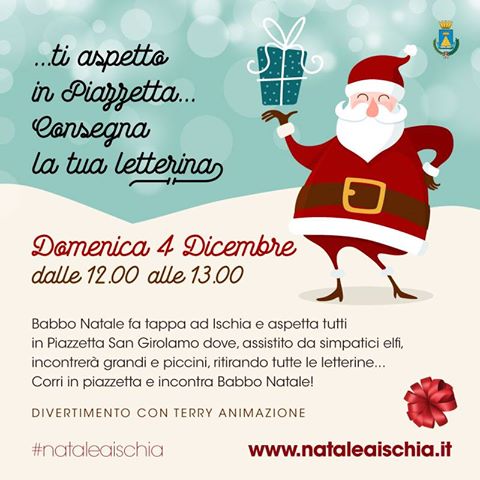 Immagini Babbo Natale Simpatico.Ischia Domenica Babbo Natale Ritira Le Letterine Dei Bambiniisola Verde Tv Isola Verde Tv